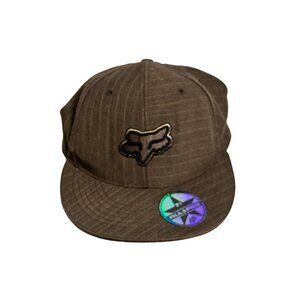 Fox Racing All Pro Brown Stripe Flatbill Fitted Cap Hat Size 7 3/4